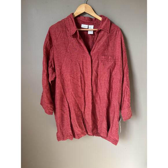 NEW Vintage Blouse Embroidered 22W Cottagecore Deadstock Boho Fall Tunic Linen - Picture 2 of 8